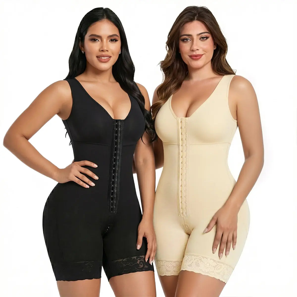Women's underwear, tummy control shapewear, full butt lift shapewear, with hook closure.