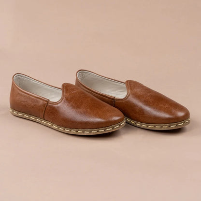 Antique Brown Leather Moccasins – Handmade Moroccan Elegance