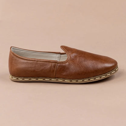 Antique Brown Leather Moccasins – Handmade Moroccan Elegance
