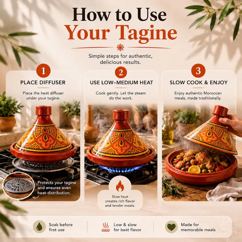 Handmade Moroccan Tagine – Traditional Glazed Terracotta Cooking Pot